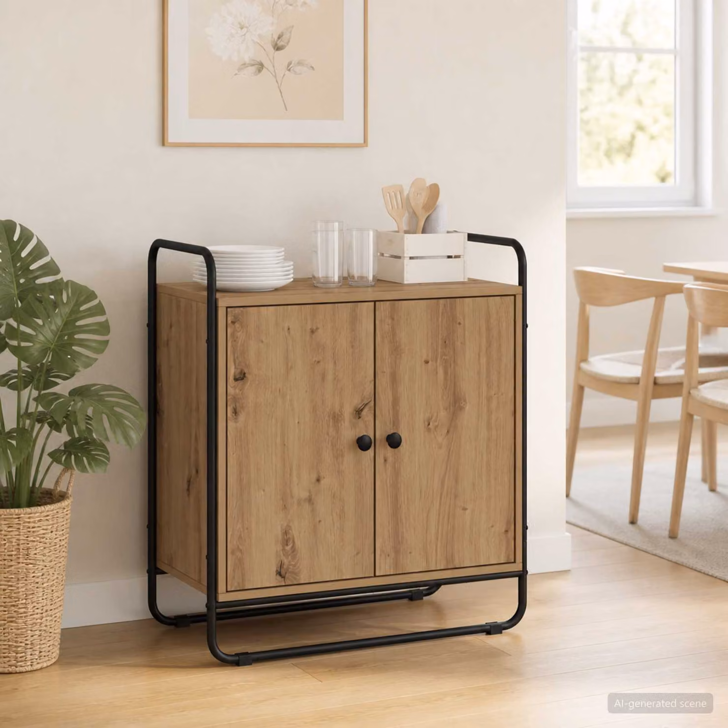Credenza in stile industriale vidaXL in legno e metallo marrone L: 68 cm, P: 35 cm, H: 75 cm