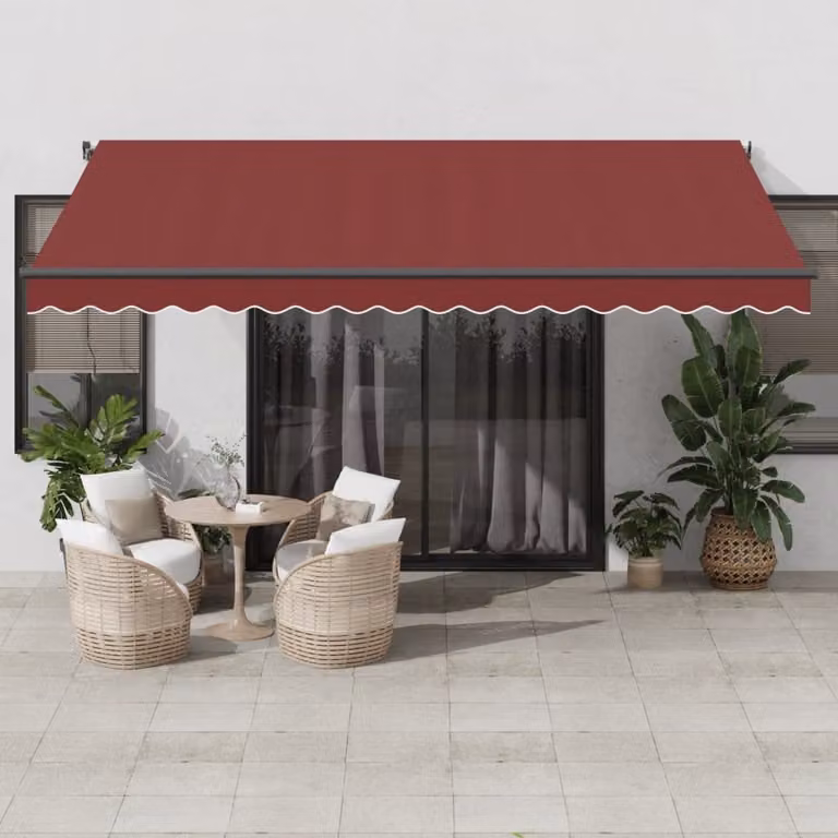Tenda da Sole Retrattile Automatica con LED vidaXL, Colore Rosso, L: 450 cm x P: 350 cm