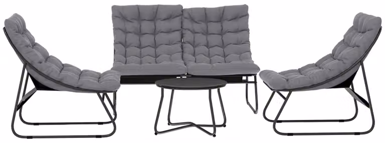 Set da salotto composto da 4 elementi con tavolino rotondo | Colore: Grigio | Dimensioni: 87x122x85 cm