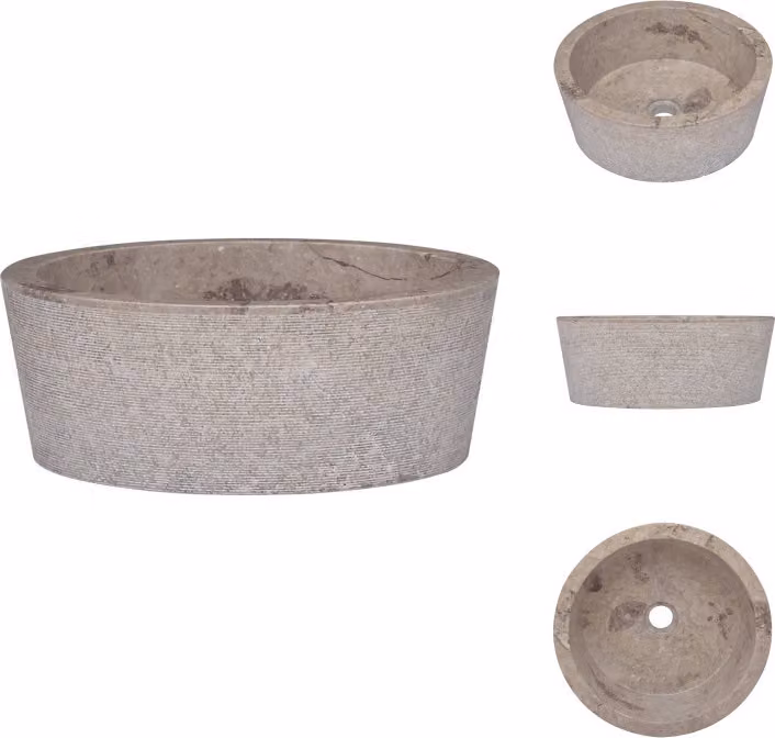 vidaXL Lavabo grigio Ø40x15 cm in marmo - Lavabo da bagno