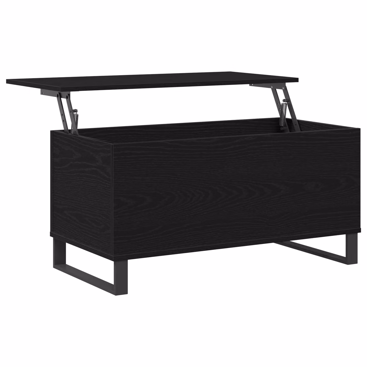 vidaXL Tavolino da salotto moderno in rovere e nero con meccanismo sollevabile L: 90 cm, P: 44,5 cm, H: 45 cm