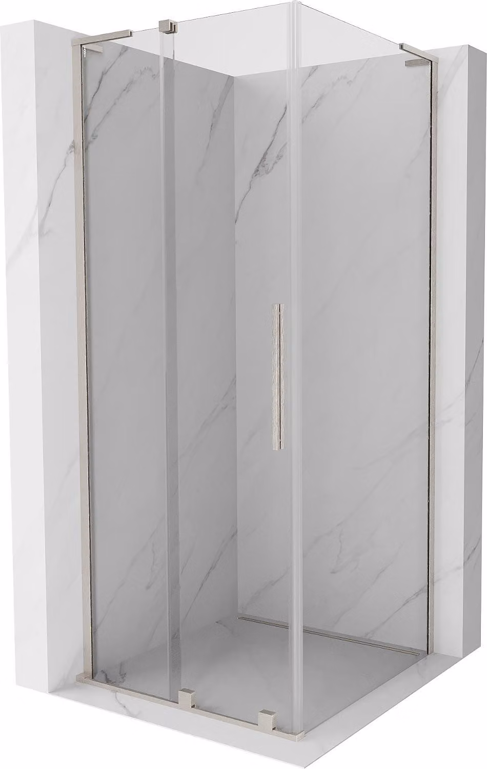 Mexen Velar L cabina doccia scorrevole 120 x 120 cm, trasparente, nichel spazzolato - 871-120-120-03-97