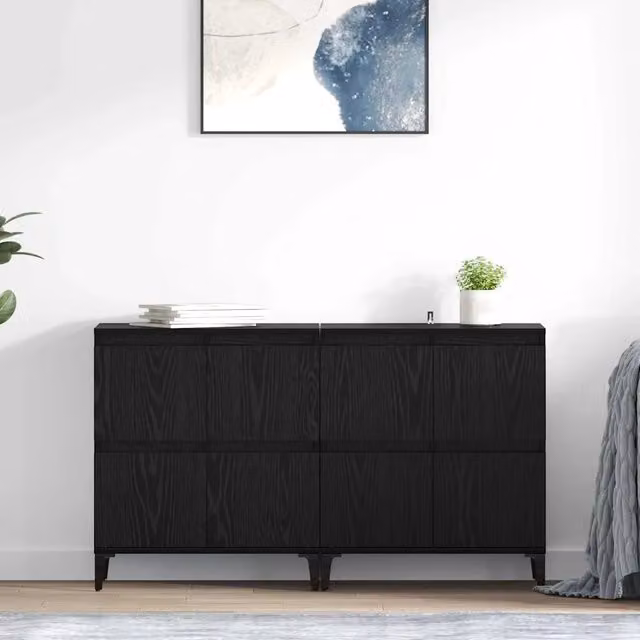 Set di 2 Sideboard moderni vidaXL in colore nero, L/P/H: 60 x 35 x 70 cm – 1