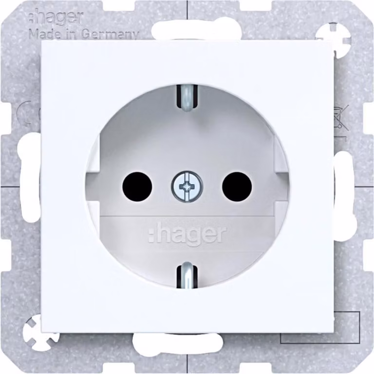 Prese Hager SCHUKO, con protezione bambini, morsetti a molla A.x/C.x, colore bianco