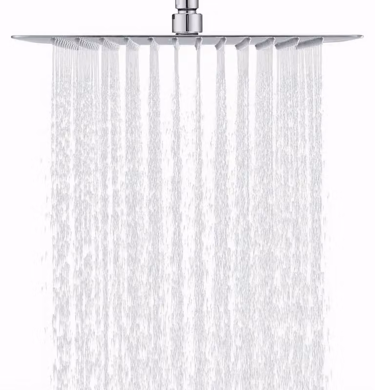 Doccia a soffitto quadrata, 40x40 cm, acciaio inossidabile 304, con 324 ugelli anticalcare, rotazione a 360°, finitura cromata
