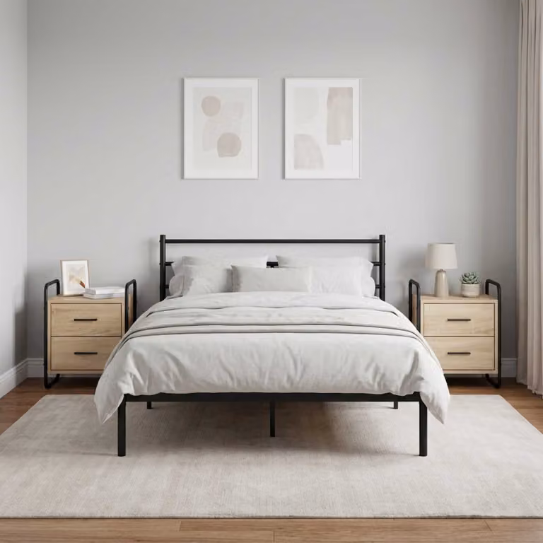 Set di 2 Mobiletti da Letto Appesi vidaXL in Rovere Sonoma e Nero, L 40 cm x P 30 cm x H 50 cm
