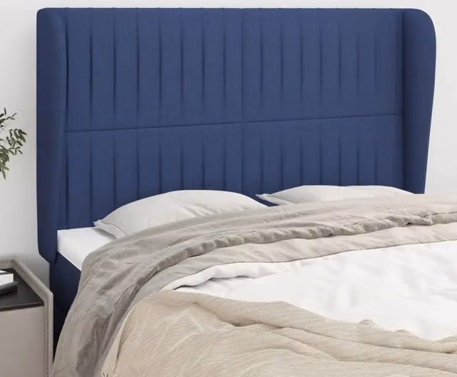 Testiera ad orecchio vidaXL in tessuto blu con struttura in legno L: 147 cm, P: 23 cm, H: 118-128 cm – 2