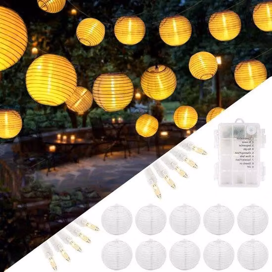 Ghirlanda luminosa a LED bianco caldo, 10 LED, 300 cm, per balconi e giardini