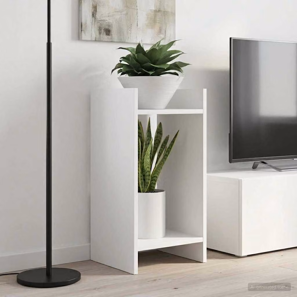 Set di 2 supporti per piante vidaXL in legno MDF bianco, L/P/H: 30 x 30 x 60 cm