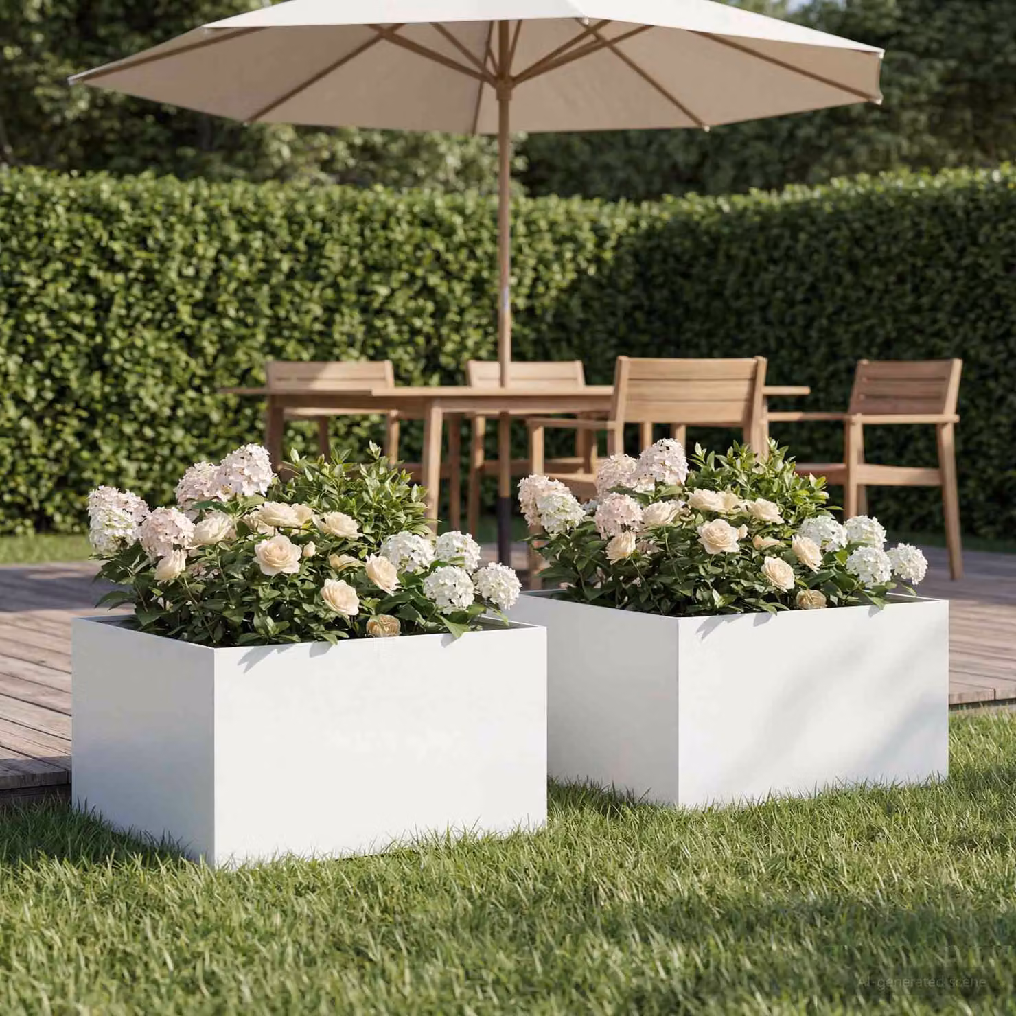 Set di 2 vasi da giardino vidaXL in metallo bianchi L/P/H: 40 x 40 x 30 cm