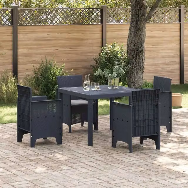 Set da Pranzo per Giardino 5 pz Antracite Polipropilene 3378534