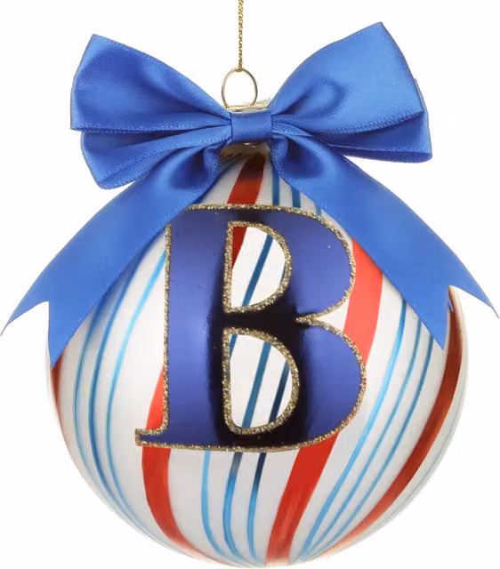 Pallina di Natale Circus Kasanova con lettera B, blu e multicolore, diametro: 10 cm