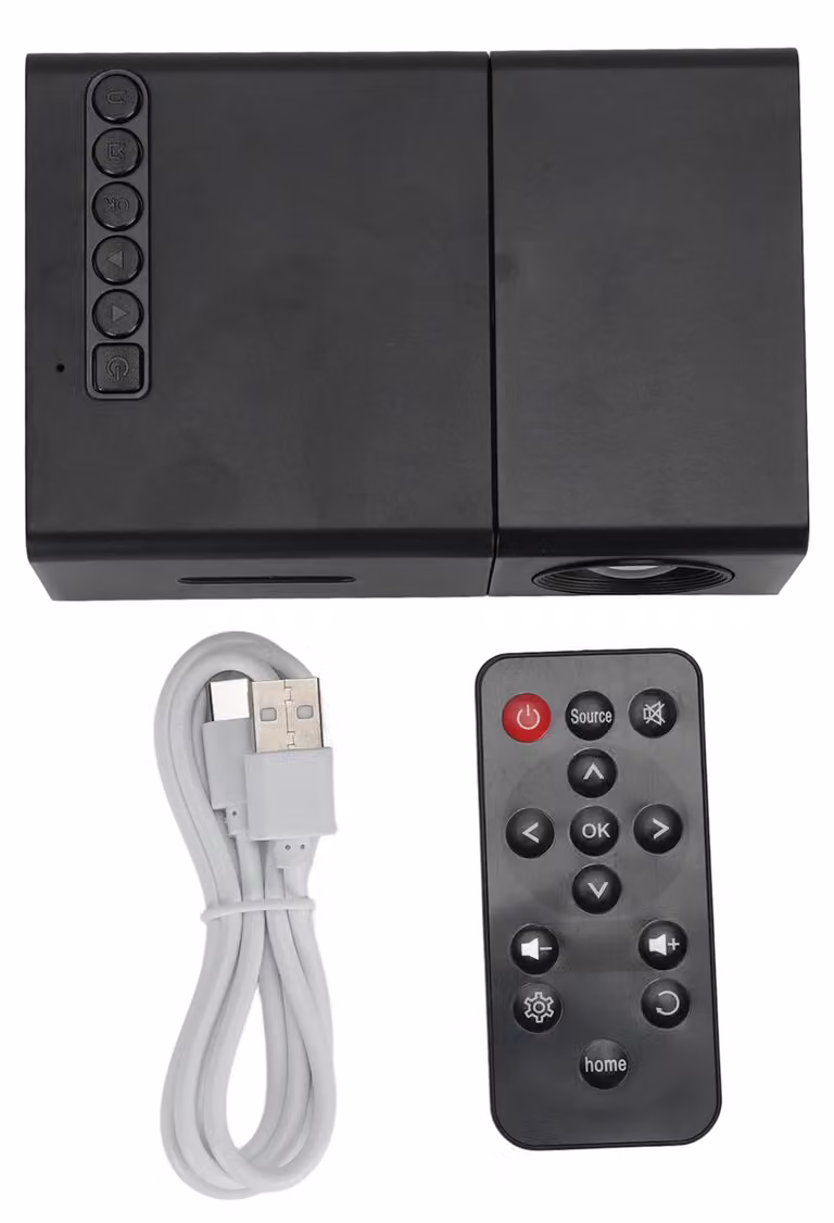 Proiettore LED 1080P HD, portatile, ideale per uso esterno e per creare un home cinema, compatibile con telefono, laptop, USB, colore nero