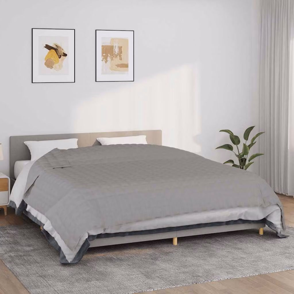 Coperta Ponderata vidaXL Grigia in Microfibra e Cotone, L 235 cm x P 290 cm, 15 kg