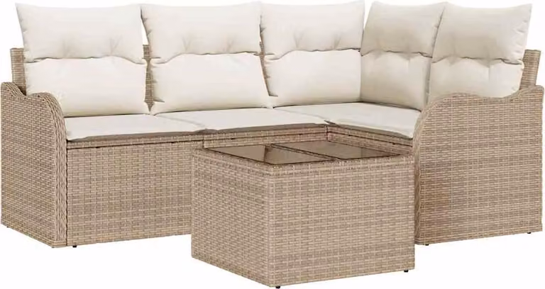 Set Divano da Giardino 5 pcs Marrone polyrattan