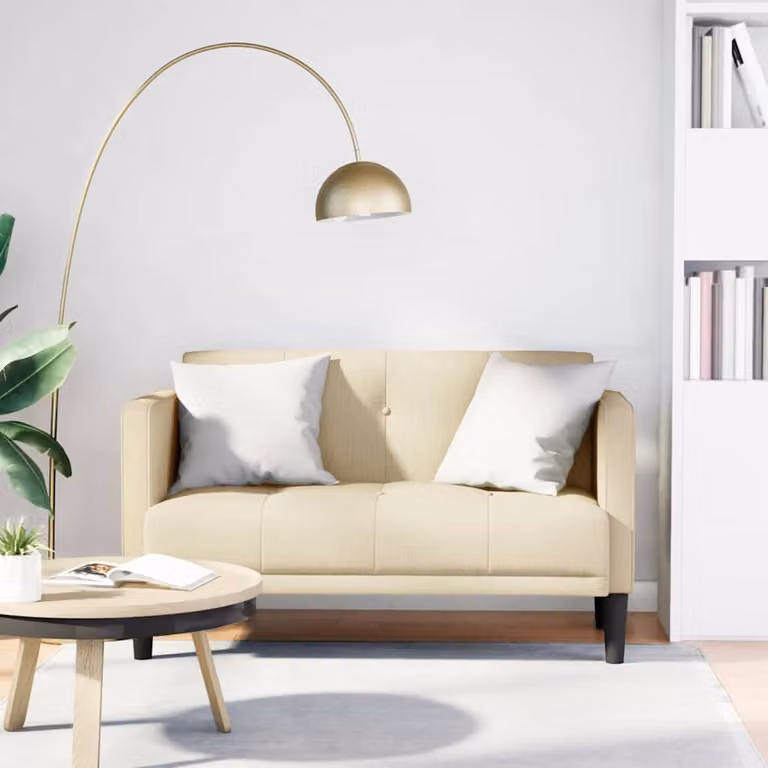 Divanetto vidaXL in tessuto beige per il tuo soggiorno, L: 111 cm, P: 74,5 cm, H: 67 cm