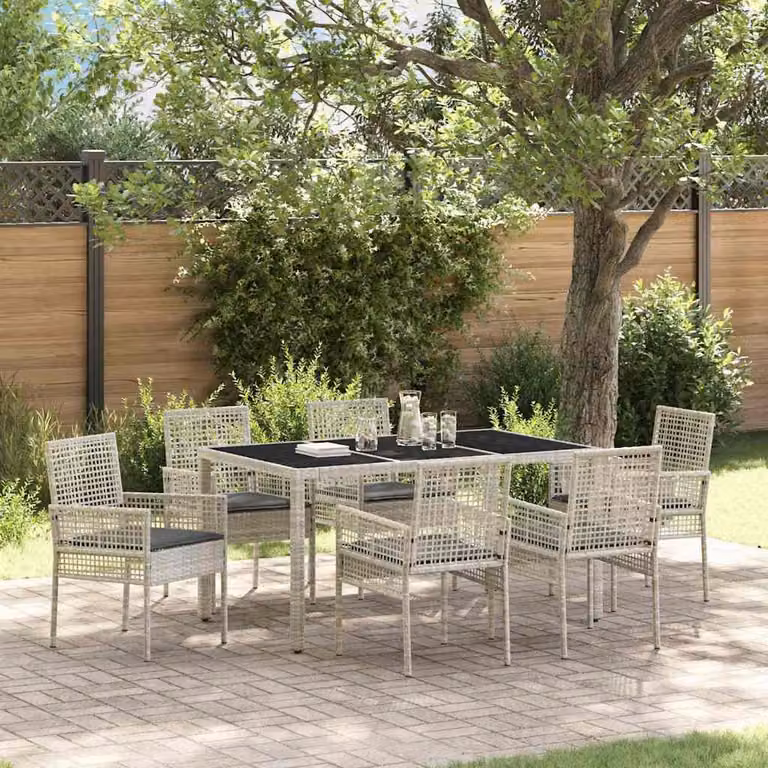 Maison Exclusive - Set da Pranzo per Giardino 7 pcs Grigio chiaro polyrattan
