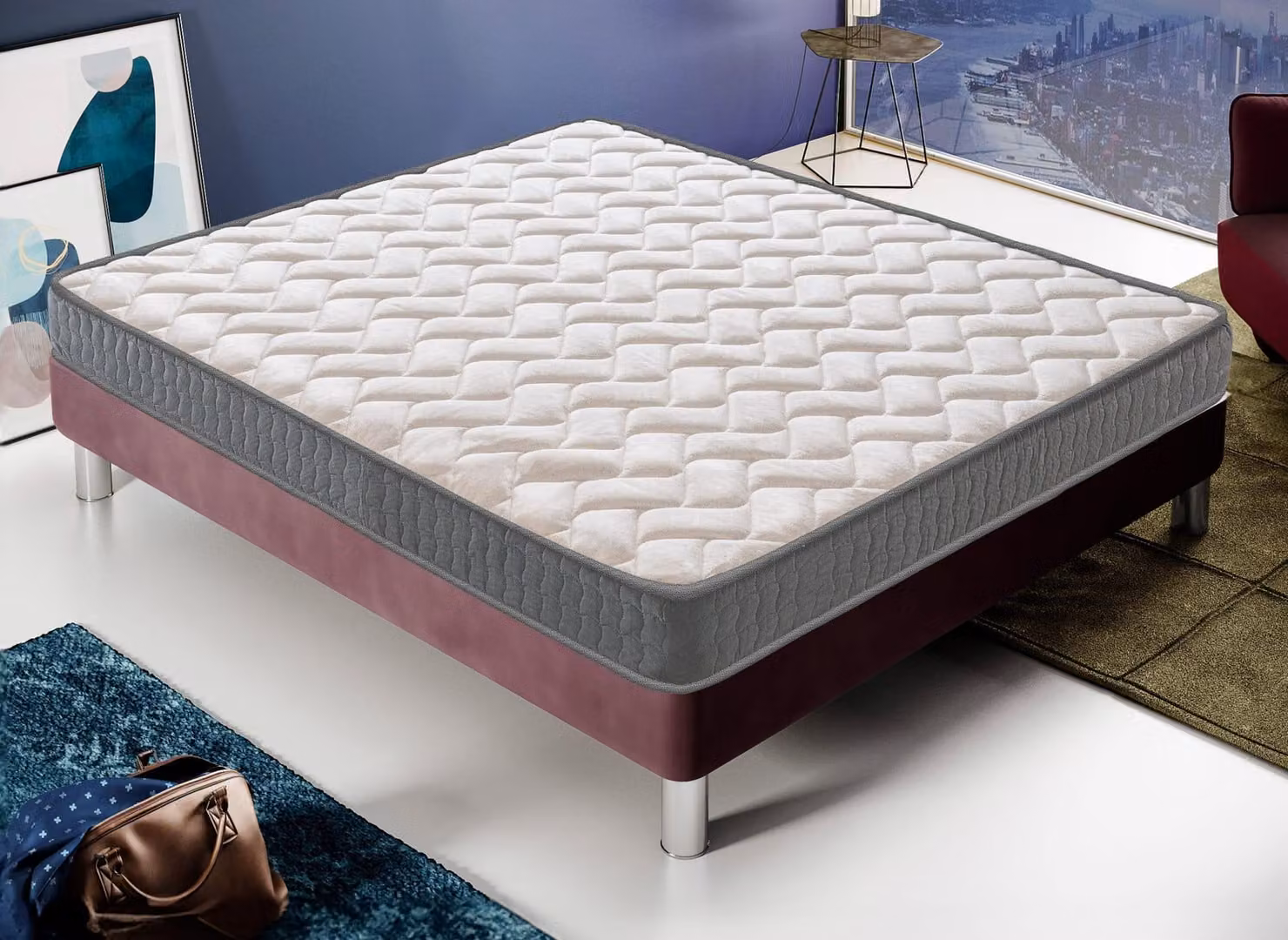 Materasso 100x190 cm, Alto 16 cm, in Schiuma HR, 9 zone differenziate, Rigidità H3, Reversibile Lato Estate/Inverno, 100% Italy
