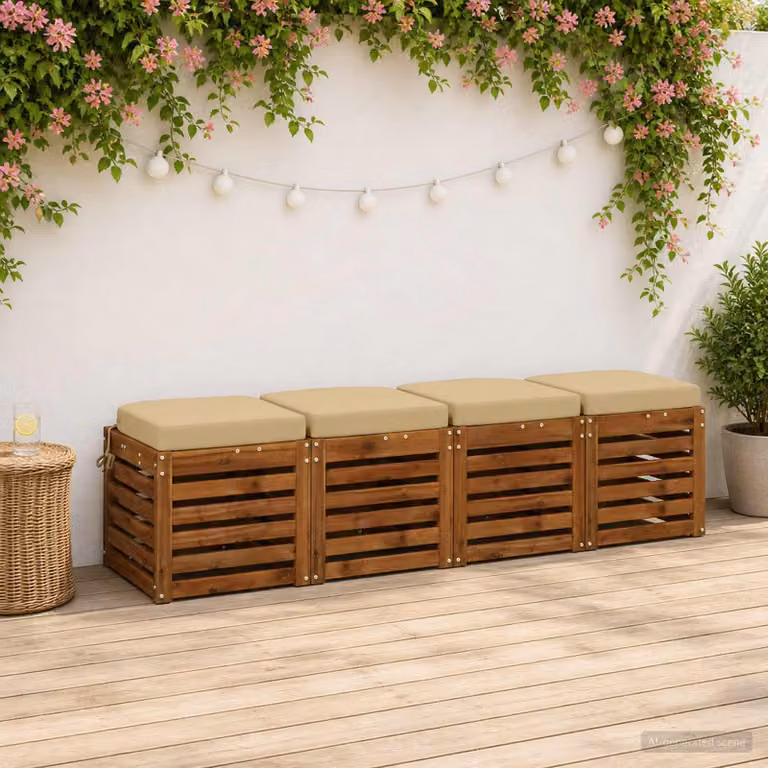 Set di 4 cuscini per sedile vidaXL SOEST in poliestere, colore beige, con fodera rimovibile e lavabile