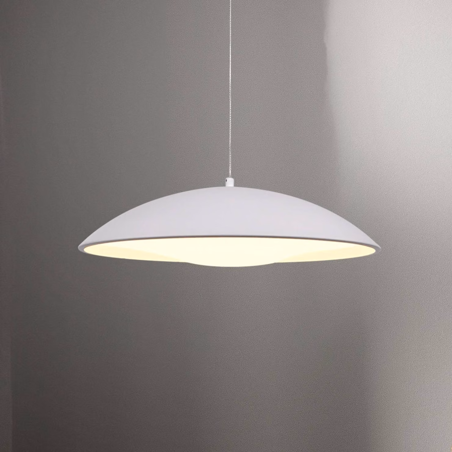 Schöner Wohnen Lampada a sospensione LENTE, dimmerabile, Bianco / Opale, Soggiorno / Sala da pranzo, Metallo, Moderno, Lampada a sospensione