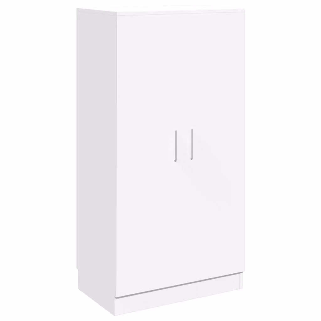 Scarpiera moderna Design Mania bianca con ante a battente e mensole interne, da appendere al muro, L: 55 cm, H: 108 cm, P: 35 cm – 2