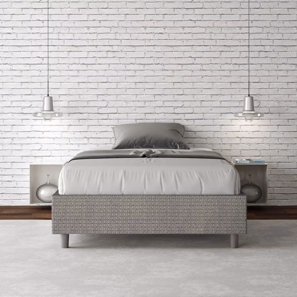 Letto Sommier Azelia Labirinto 02 con Contenitore e Rete, Brand GIORDANOSHOP, Grigio, L/P: 120 x 200 cm – 2