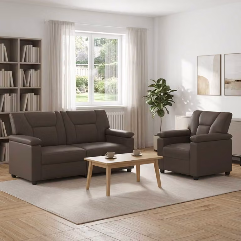 Set di 2 divani moderni vidaXL in similpelle grigia con struttura in metallo per il tuo soggiorno