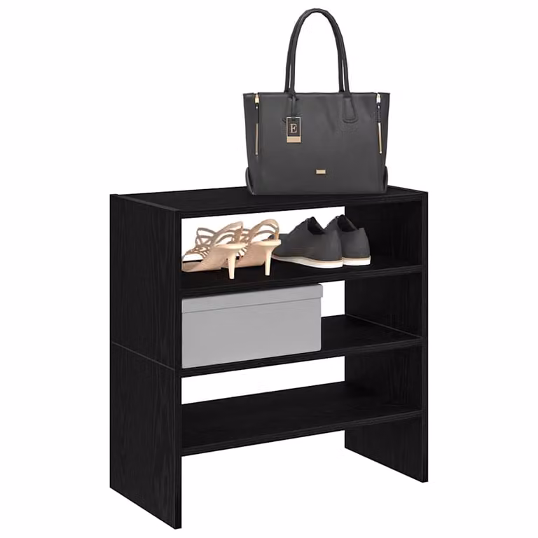 Set di 2 scarpiere impilabili vidaXL in rovere nero, modello moderno da appendere al muro, L: 60 cm, P: 30 cm, H: 30,5 cm