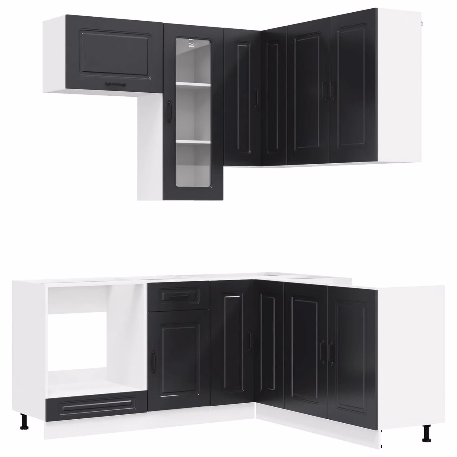 Set di mobili da cucina KALMAR, 8 pezzi, colore nero, materiale: legno composito