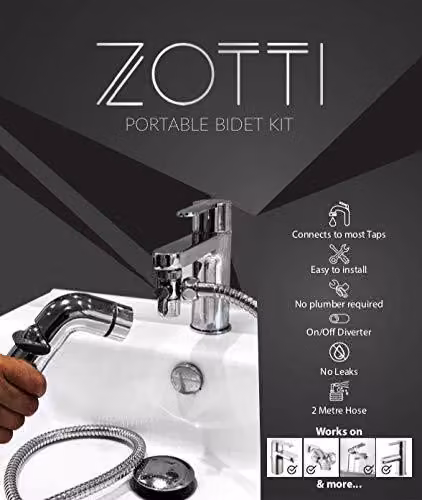 Spruzzatore bidet portatile, tubo da 2 metri, cromato, set con doccetta manuale