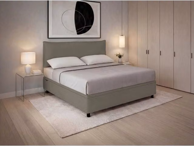 Letto imbottito Letto Matrimoniale alla Francese 140x190 cm Soft - Similpelle,Cappuccino,Contenitore