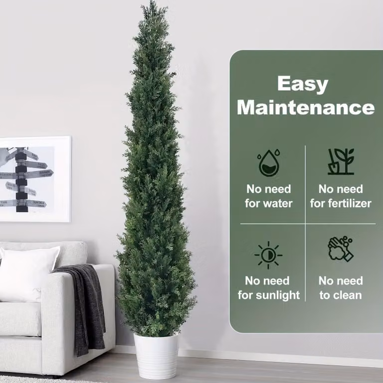 Alberi artificiali di cedro - Set di 2 - Altezza 183 cm - Plastica PE resistente agli agenti atmosferici - Verde sempreverde, senza manutenzione