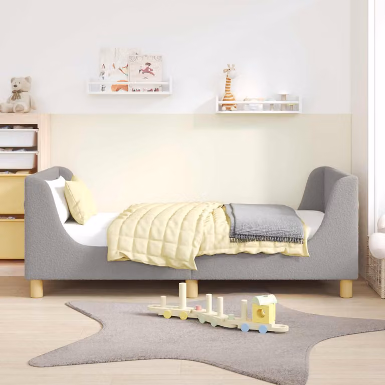 vidaXL Struttura letto per bambini moderna in tessuto bouclé grigio, L/P/H: 160 x 80 x 60 cm
