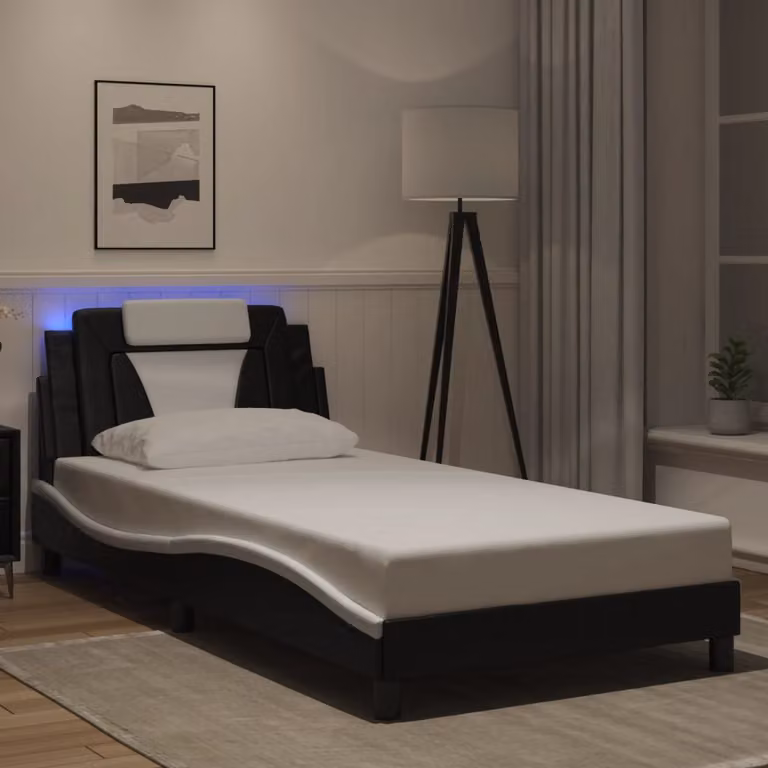 Giroletto Viana vidaXL con LED e porta USB, Nero e Bianco, L 100 x P 200 cm