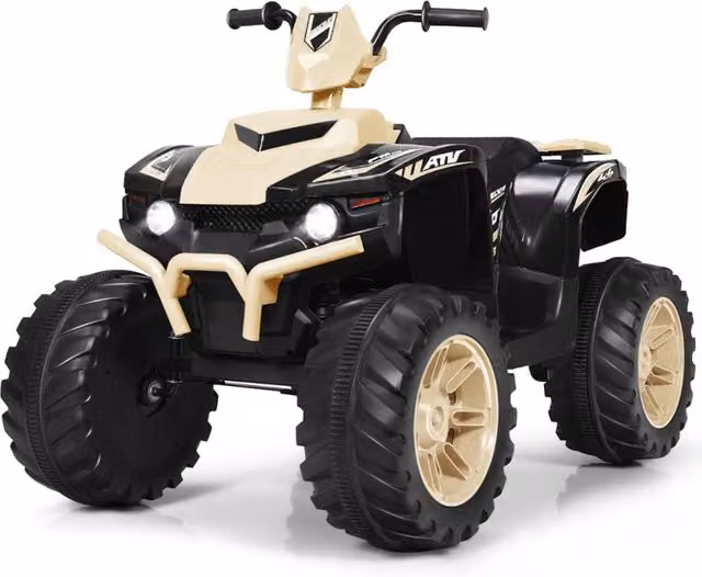 Quad elettrico atv 12 v per bambini con musica e luci led, Quad a batteria con sedile comodo 104x67x74cm Giallo terroso-Macchinine giocattoli