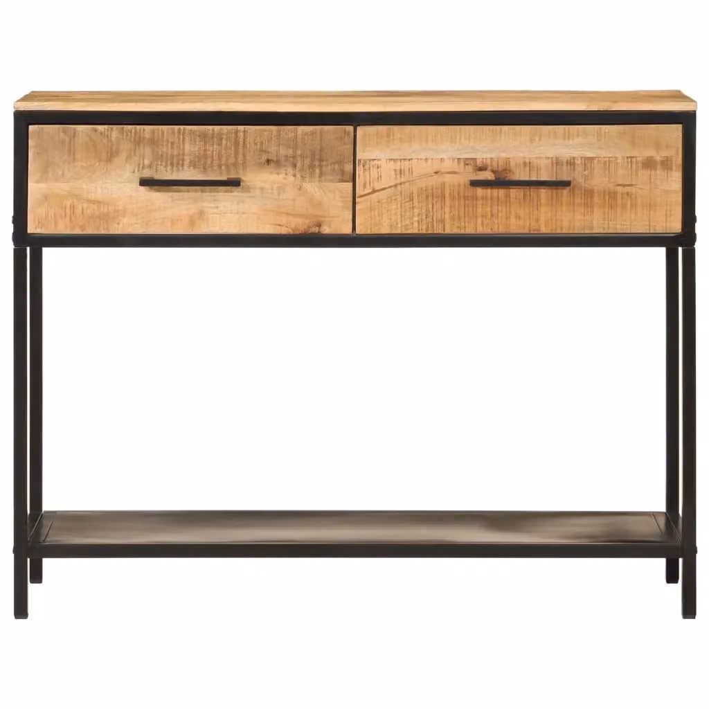 Tavolo Consolle Industrial vidaXL in Legno di Mango e Metallo Marrone L/P/H: 100 x 35 x 76 cm – 2