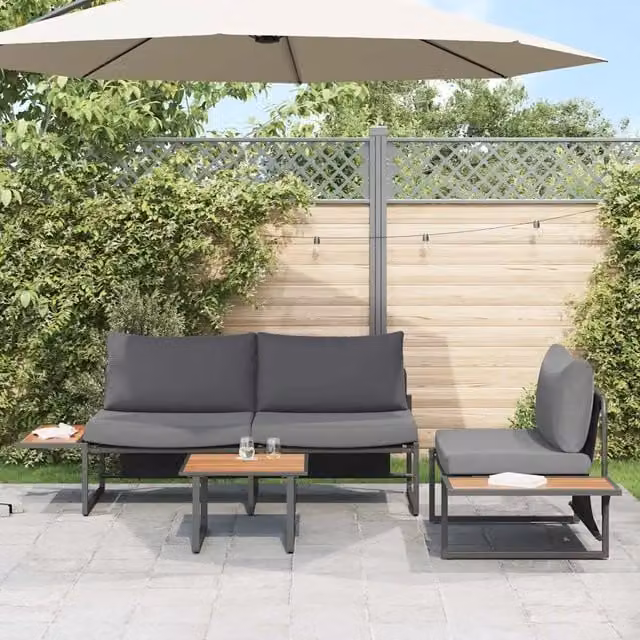 Set da Pranzo per Giardino 3 pz Antracite Acciaio 3335891