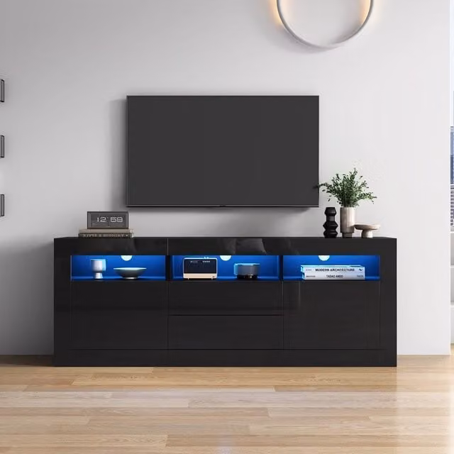 Mobile TV con LED e Cassetti ¨C Xylo ¨C Bianco Lucido 160x35x60 cm