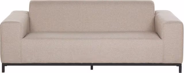 Divano da giardino Beliani moderno con cuscini in tessuto beige e gambe in alluminio nero resistente ai raggi UV