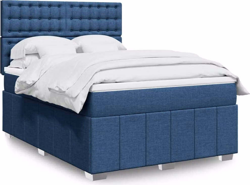 Maison Exclusive - Giroletto a Molle con Materasso Blu 140x200 cm in Tessuto