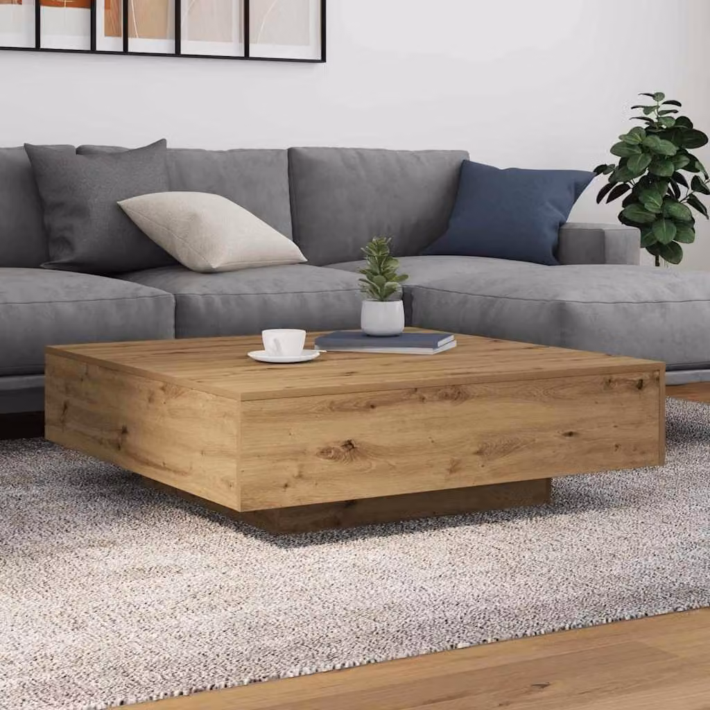Tavolino da caffè moderno vidaXL in legno color rovere con strisce LED