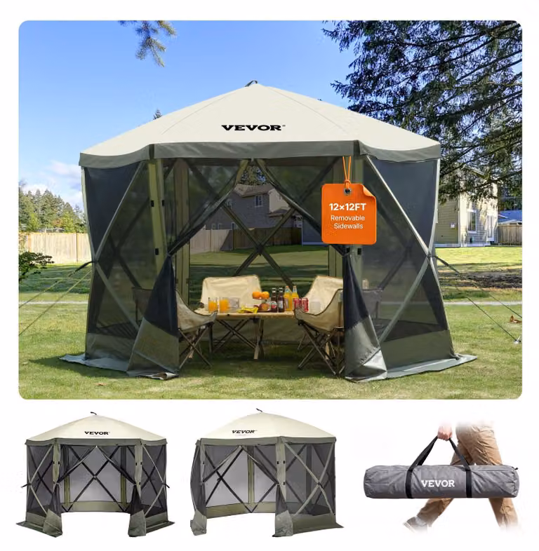 VEVOR tenda da giardino pieghevole gazebo festa tenda pop-up 6 persone 3,05x3,05x2,29m