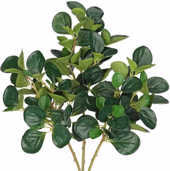 Set di alberelli artificiali di ficus, 55 cm, 3 pezzi, disposizione naturale delle foglie, verde