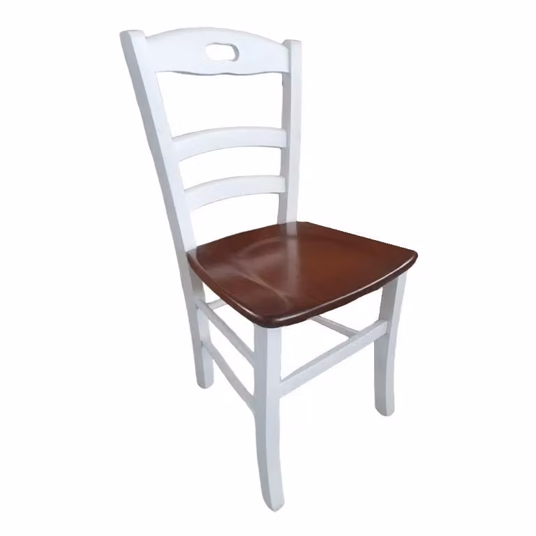 Set di 2 sedie shabby chic in legno di faggio bicolore bianco e marrone Mobili 2G