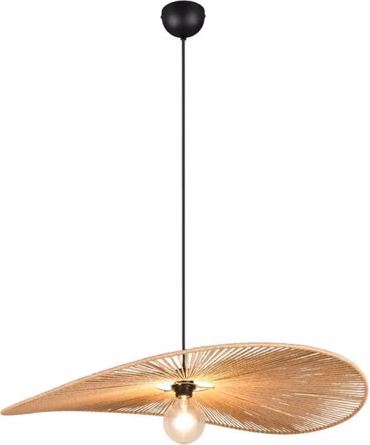 Lampada a sospensione Laurine Trio Lighting in rattan e metallo, colore nero o beige, D 78 cm