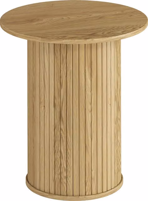 Tavolino rotondo HOMCOM in stile scandinavo con gambe scanalate, Rovere, Ø 48 cm