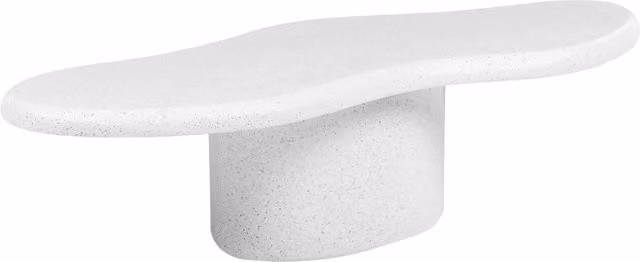 Tavolino decorativo Beliani bianco in ceramica con forma ovale e design minimalista, resistente alle intemperie, L: 120 cm, P: 57 cm