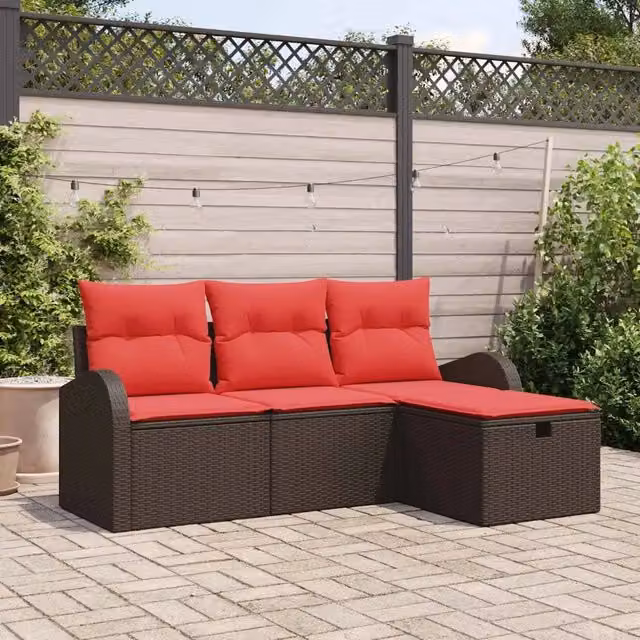 Set Divano da Giardino 4 pz Marrone polyrattan 3360385