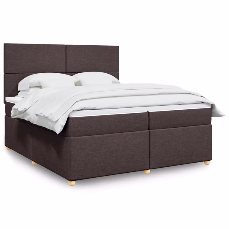 vidaXL Giroletto a Molle Ibrido con Materasso a Tasche Marrone Scuro e Bianco L/P: 200 x 200 cm