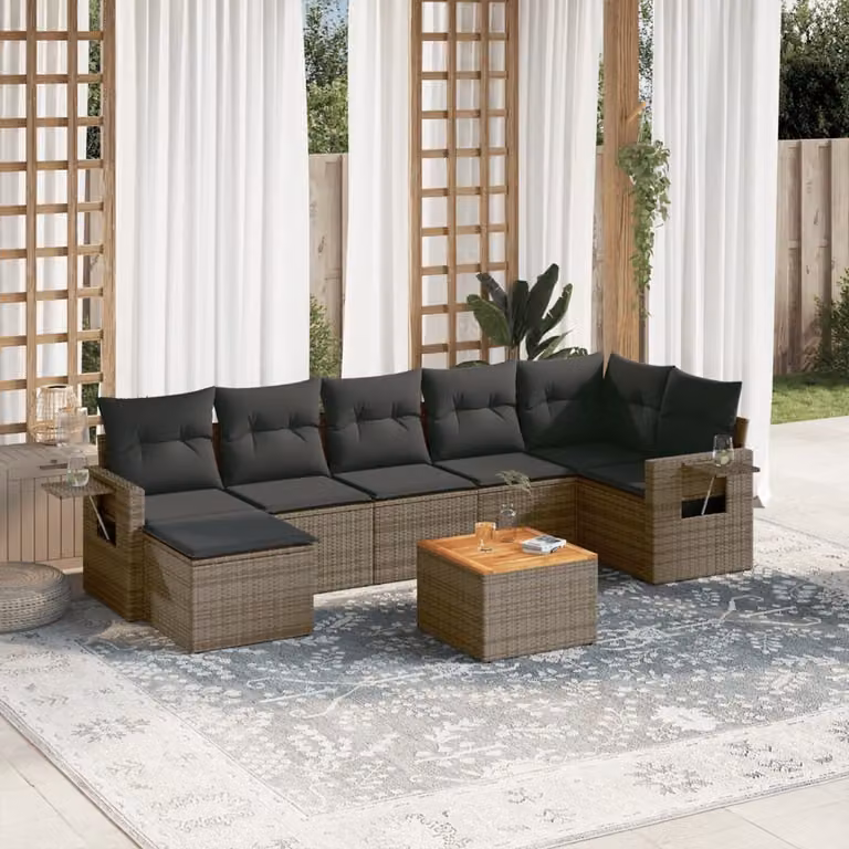Maison Exclusive - Set da giardino 8 pezzi con cuscini grigio in polyrattan